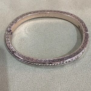 Elegant Silver Bangle Bracelet with Crystals